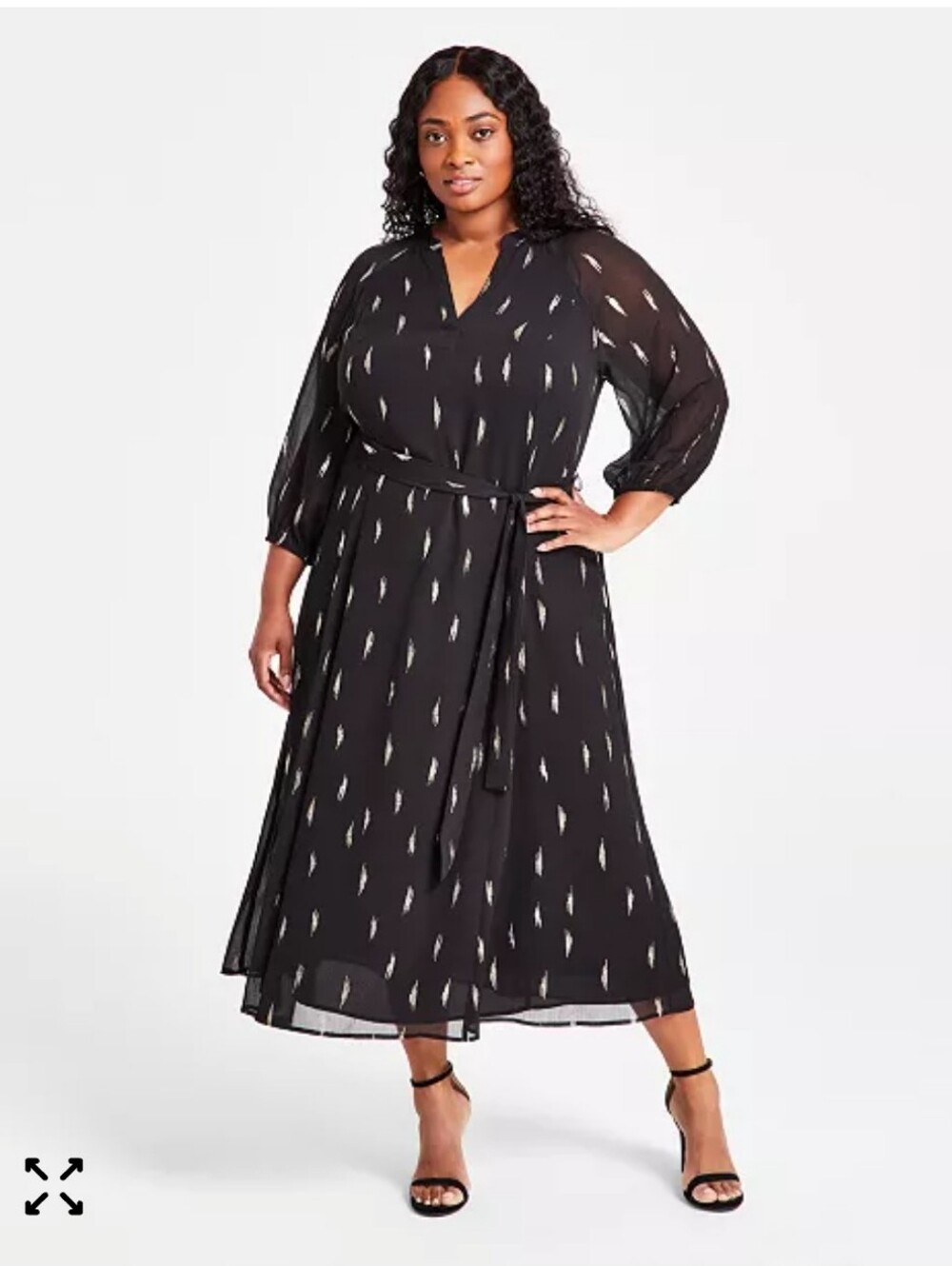 Vince Camuto 3/4 Sleeve Belted Maxi Dress. Confetti Ready. Plus Size- 2X